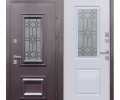 Входная дверь Протерма стеклопакет 11 см Белый матовый Букле шоколад терморазрыв Феррони 860x2050