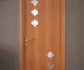 Дверь ламинированная Экодвери Миланский орех стекло листовое ДО-106/6 2000x600 2