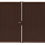 Ворота распашные GL Премиум коричневый (ширина 3,6м)
